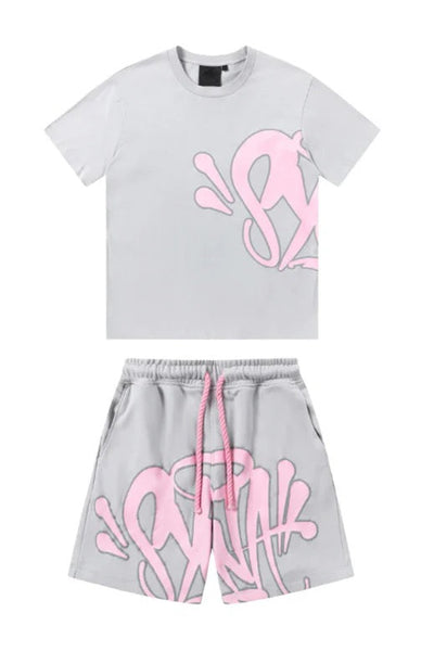 "Graffiti" Short Set Grey/Pink
